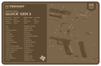 TekMat TEKR17GLOCKG3FDE Glock Gen 3 Cleaning Mat Flat Dark Earth Rubber 11″x17″ Glock Gen 3 Parts Diagram
