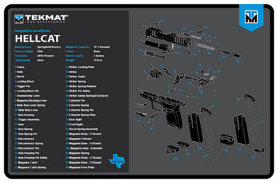 TekMat TEKR17HELLCATBLU Springfield Armory Hellcat Cleaning Mat Black/Blue/White Rubber 11″x17″ Springfield Hellcat Parts Diagram