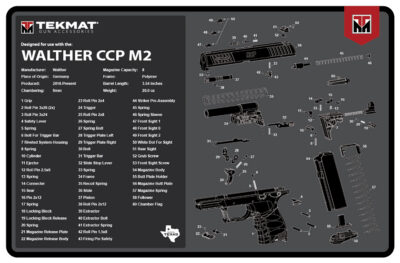 TekMat TEKR17WALCCPM2 Walther CCP M2 Cleaning Mat Black/White Rubber 11″x17″ Walther CCP M2 Parts Diagram
