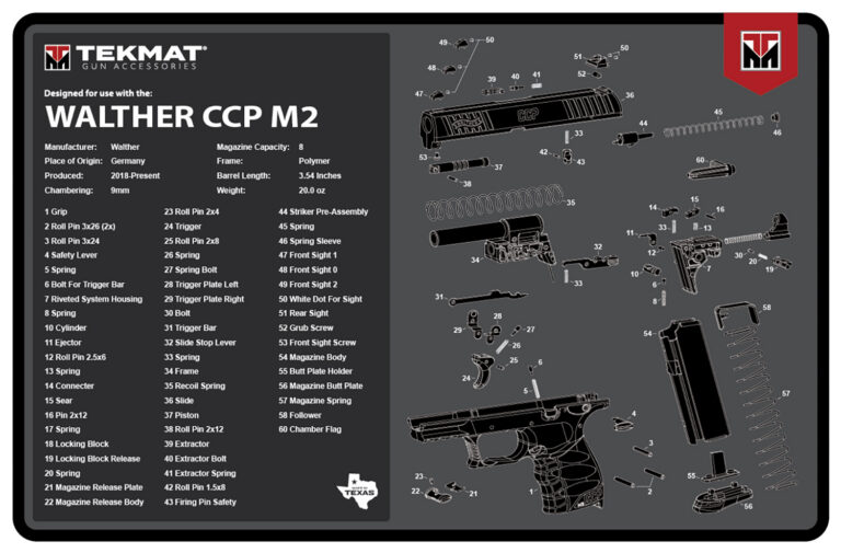TekMat TEKR17WALCCPM2 Walther CCP M2 Cleaning Mat Black/White Rubber 11″x17″ Walther CCP M2 Parts Diagram