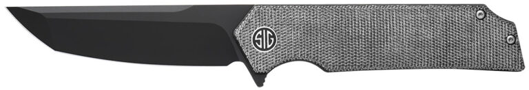 Sig Sauer Knives TS8BB Tsuru 3.30″ Folding Tanto Plain Black PVD 154CM SS Blade, 4.20″ Salt & Pepper Micarta Handle Sig Sauer Knives TS8BB Tsuru 3.30″ Folding Tanto Plain Black PVD 154CM SS Blade, 4.20″ Salt & Pepper Micarta Handle