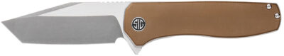 Sig Sauer Knives XI SBRN Xiphos  3.40″ Folding Modified Tanto Plain Dark Acid Stonewash/Satin Nitro-V Blade, 4.20″ Coyote Brown G10 Handle