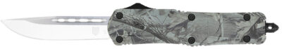 CobraTec Knives MWDFS3DNS FS-3  Medium 3″ OTF Drop Point Plain D2 Steel Blade, 4.50″ Woodland Camo Aluminum Alloy Handle