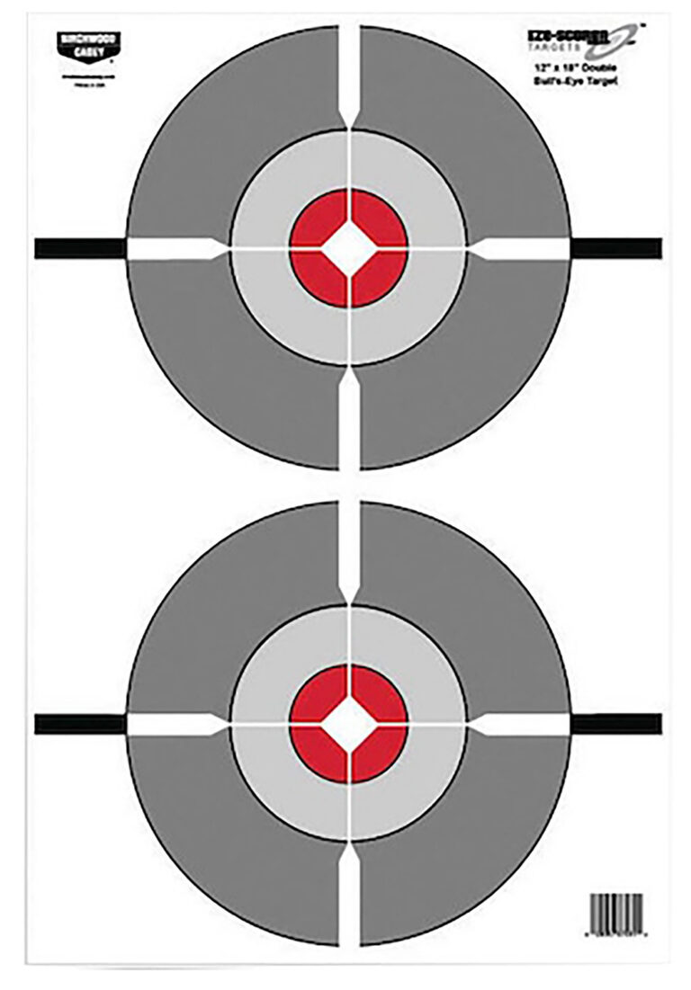 Birchwood Casey BC-37207 EZE-Scorer  Double Bullseye Hanging Paper 12″ x 18″ Gray/Red 10 Pack