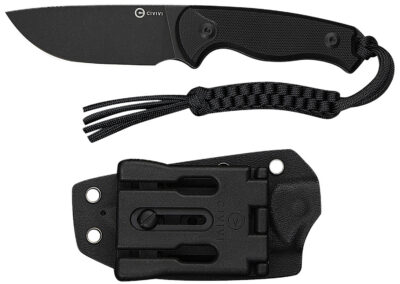 Civivi Knives C23094-1 Timberbark  3.20″ Fixed Drop Point Plain Black Stonewashed 14C28N Steel Blade, 3.69″ Black Textured G10 Handle