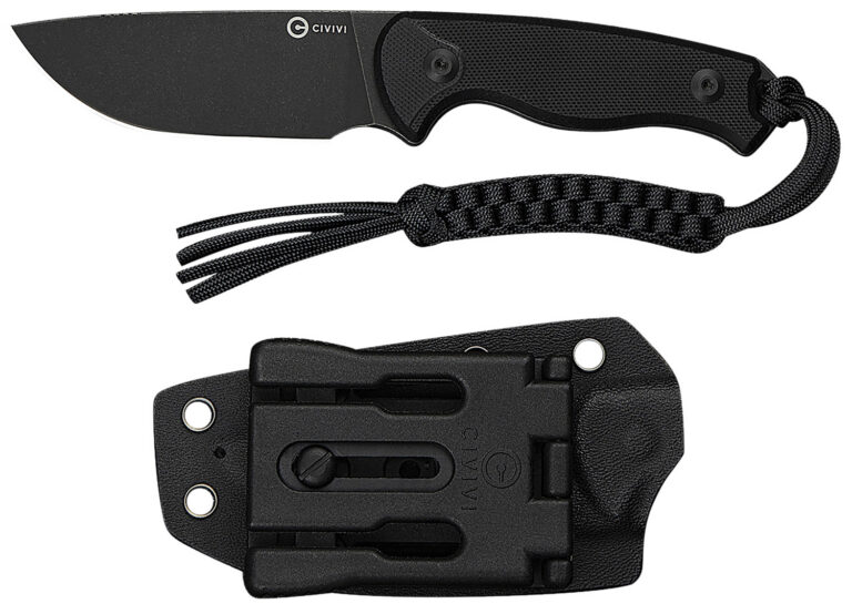 Civivi Knives C23094-1 Timberbark 3.20″ Fixed Drop Point Plain Black Stonewashed 14C28N Steel Blade, 3.69″ Black Textured G10 Handle Civivi Knives C23094-1 Timberbark 3.20″ Fixed Drop Point Plain Black Stonewashed 14C28N Steel Blade, 3.69″ Black Textured G10 Handle