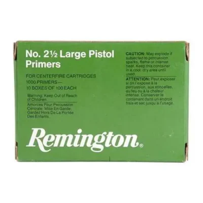 REMINGTON PRIMER 2-1/2 LARGE PISTOL 100 RD/BX 10BX/BRICK 5 BRICKS/CS
