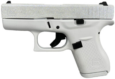 Glock UI4250204NFRST G42 Gen3 Sports South Exclusive 380 ACP 6+1 3.25″ Black Steel Barrel, Frost Glitter Cerakote Serrated Steel Slide, Frost Cerakote Polymer Frame, Textured Polymer Grip, USA Made