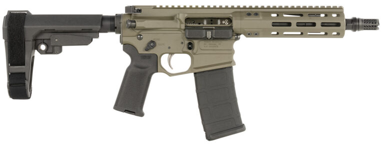 Cobalt Kinetics CKPROLITE30075CKG Pro Lite  300 Blackout 30+1 7.50″ Black Melonite Barrel, CK Green Aluminum Receiver w/Picatinny Rail, Black Polymer SB Tactical SBA3 Brace, Black Polymer Grip