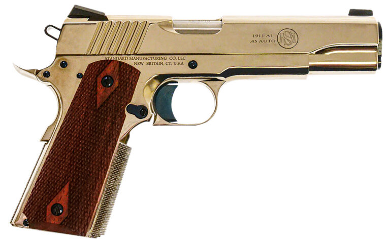 Standard Mfg 1911 Standard Full Size Frame 45 ACP 7+1 5″ Stainless Match Grade Barrel, Nickel Steel Serrated Slide, Nickel Steel Frame w/Beavertail, Walnut Double Diamond Grip Standard Mfg 1911 Standard Full Size Frame 45 ACP 7+1 5″ Stainless Match Grade Barrel, Nickel Steel Serrated Slide, Nickel Steel Frame w/Beavertail, Walnut Double Diamond Grip