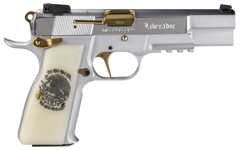 Girsan 391455 MCP 35 Liberador 9mm Luger, OPS with Accessory Rail, Gold Controls, Pearl Engraved Grips Girsan 391455 MCP 35 Liberador 9mm Luger, OPS with Accessory Rail, Gold Controls, Pearl Engraved Grips