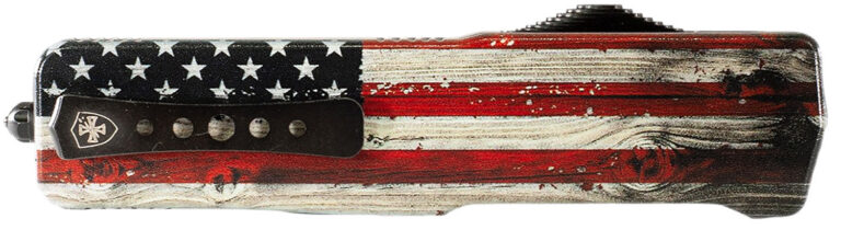Templar Knife Premium Weighted Wood US Flag Slim 3″ OTF Tanto Plain Black Oxide Stonewashed Powder Coated D2 Steel Blade, 4.50″ Painted Wood Grain US Flag Aluminum Handle Templar Knife Premium Weighted Wood US Flag Slim 3″ OTF Tanto Plain Black Oxide Stonewashed Powder Coated D2 Steel Blade, 4.50″ Painted Wood Grain US Flag Aluminum Handle