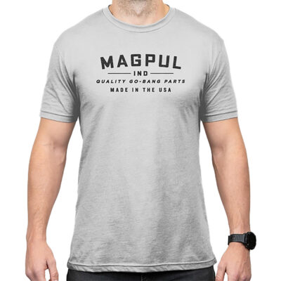 Magpul MAG1112-041-L Go Bang Parts  Stone Gray Heather Cotton/Polyester Short Sleeve Large