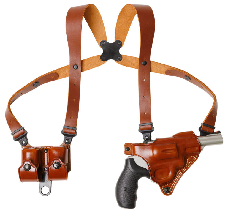 Galco MCII104 Miami Classic II Shoulder System Shoulder Fits Chest Up To 56″/Colt King Cobra Tan Steerhide Right Hand