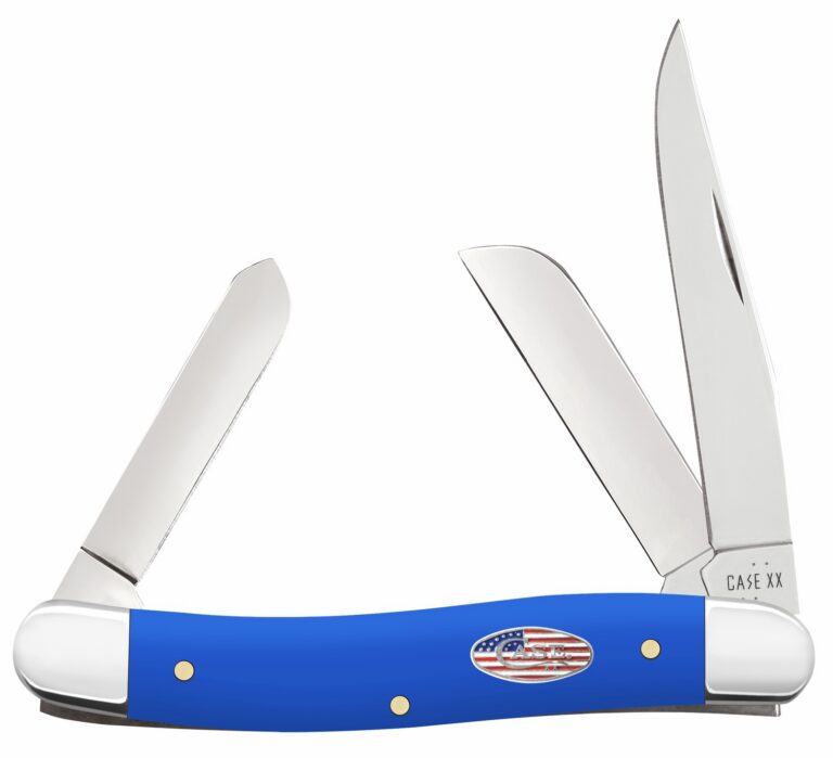 Case 16402 Stockman Medium Folding Clip Point/Sheepsfoot/Spey Plain Carbon Steel Blade, Smooth Royal Blue Synthetic Handle Case 16402 Stockman Medium Folding Clip Point/Sheepsfoot/Spey Plain Carbon Steel Blade, Smooth Royal Blue Synthetic Handle