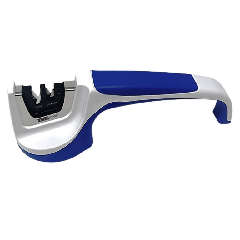 AccuSharp 036C Knife Sharpener Pull Through Blue/White Hand Held Diamond Tungsten Carbide Sharpener Ergonomic Handle AccuSharp 036C Knife Sharpener Pull Through Blue/White Hand Held Diamond Tungsten Carbide Sharpener Ergonomic Handle