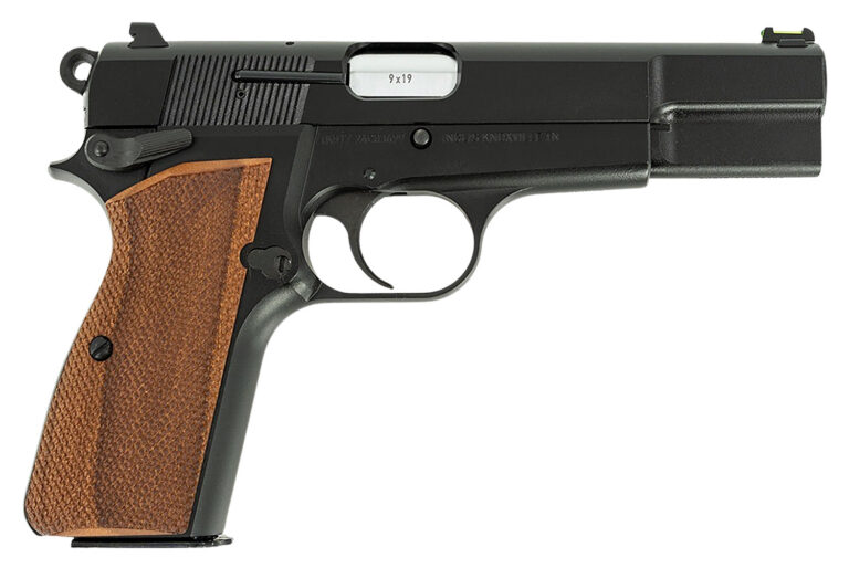 Inglis P-35 Black 4.7” Barrel Hi power w/wood grips & fiber optic sights