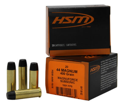 HSM 44M19N   44RemMag Subsonic 400gr Hard Cast Long Flat Nose 20 Per Box/20 Case