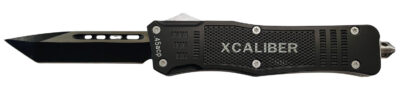 Xcaliber Knife Company  45 ACP  Large 3.80″ OTF Tanto Plain Black 440C SS Blade, 5.30″ Steel Handle