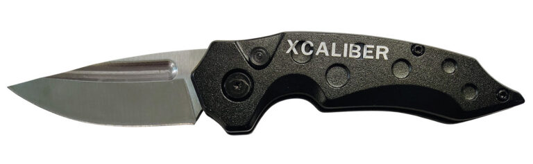 Xcaliber Knife Company Switch Blade 2.41″ Folding Drop Point Plain Stainless D2 Steel Blade. 4.15″ Aluminum Handle Xcaliber Knife Company Switch Blade 2.41″ Folding Drop Point Plain Stainless D2 Steel Blade. 4.15″ Aluminum Handle