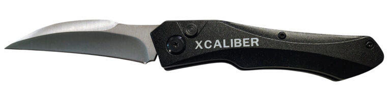 Xcaliber Knife Company Switch Blade 3.25″ Folding Sheepsfoot Plain Stainless D2 Steel Blade, 4.50″ Black Aluminum Handle Xcaliber Knife Company Switch Blade 3.25″ Folding Sheepsfoot Plain Stainless D2 Steel Blade, 4.50″ Black Aluminum Handle