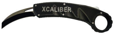 Xcaliber Knife Company  Karambit  3″ OTF Reverse Tanto Plain Black 440C SS Blade, 5.75″ Aluminum Handle