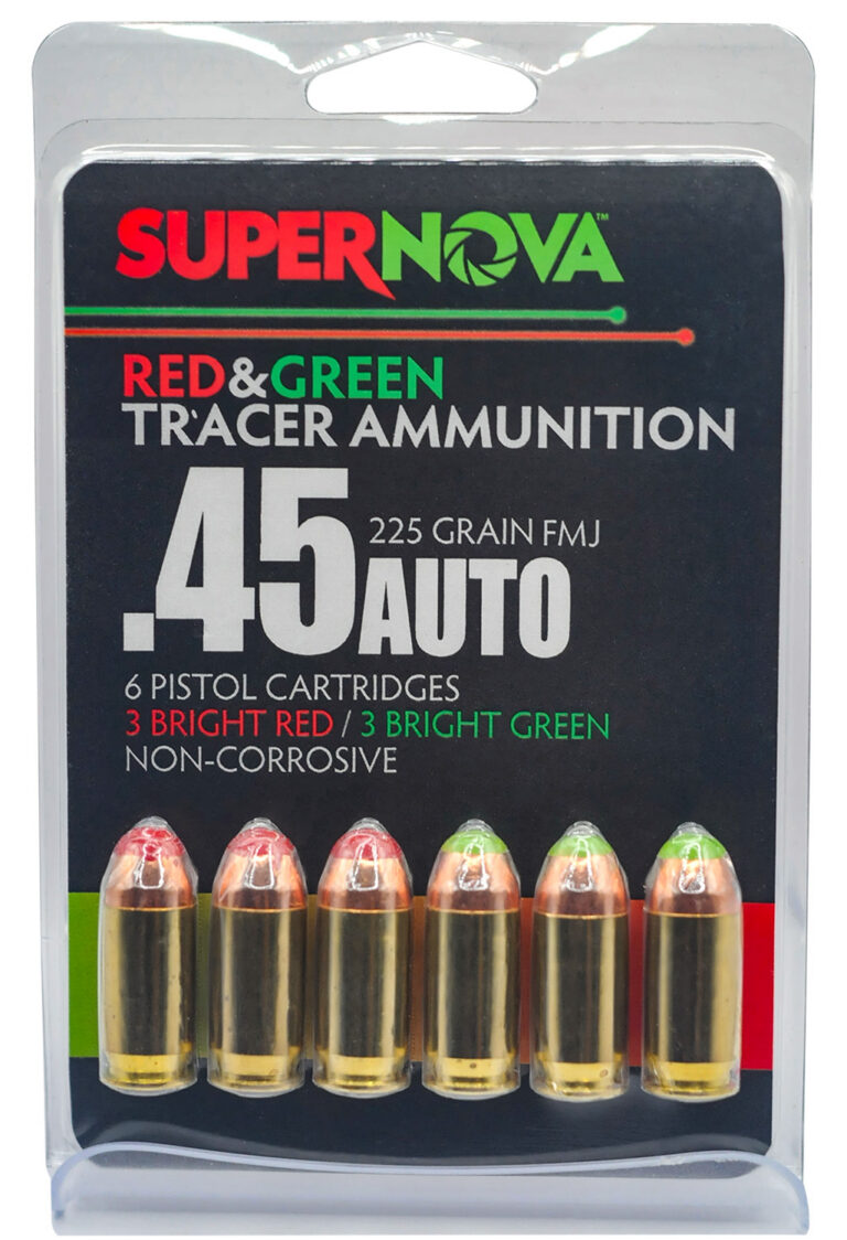 Supernova PMSN45ACMP Green/Red Tracer 45ACP 225gr Full Metal Jacket 6 Per Box/60 Case Supernova PMSN45ACMP Green/Red Tracer 45ACP 225gr Full Metal Jacket 6 Per Box/60 Case