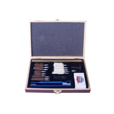 Gunmaster Universal Select Cleaning Kit Wooden Case .22 cal and larger 30 pc.