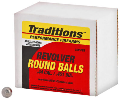TRAD 44CAL ROUND BALL 100/PK 140GR REVOLVER