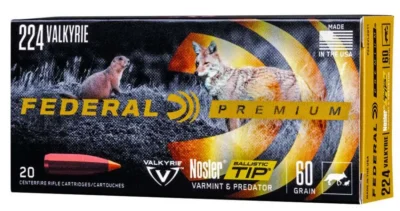 Federal P224VLKBT1 Premium V- Shok 224 Valkyrie 60 gr Nosler Ballistic Tip (NBT)