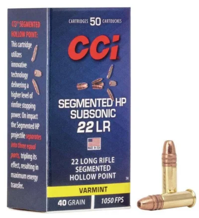 CCI 22 LR SEGMENTED HP 40GR HP (PAPER) SUB-SONIC AMMO 50RD