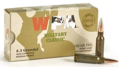 6.5 Grendel 100gr FMJ Steel Case 20 RD