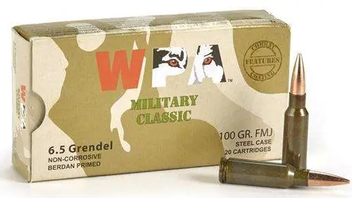 6.5 Grendel 100gr FMJ Steel Case 20 RD 6.5 Grendel 100gr FMJ Steel Case 20 RD