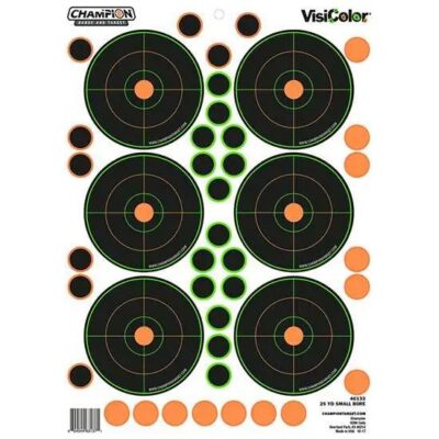 Champion Targets 46133 VisiColor Self-Adhesive Paper 8.5″ x 11.5″ Circle Orange. 5 Pack.