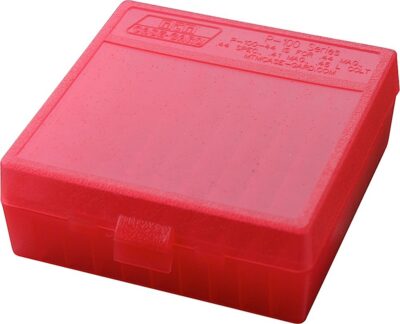 MTM Ammo Box 100 Round Flip-Top 41 44 45 LC Clr-Red