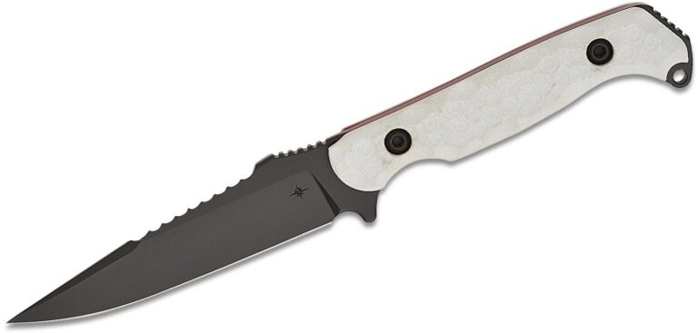 Toor Knives Darter S Fixed Blade Knife 4.25″ CPM-M4 Black KG Gunkote Double Edge Sawback Drop Point Blade, Disruptive Gray G10 Handles with Red Liners, Kydex Sheath – Darter S Disruptive Gray M4