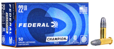 Federal Champion Training Rimfire Ammo 22 LR 40 gr. Solid 50 rd.
