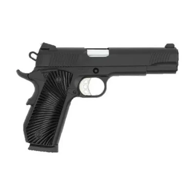 Tisas 10100502 1911 Duty Carry 45 ACP 8+1 5″ Stainless Steel Barrel, Black Cerakote Serrated Slide, Black Cerakote Steel Frame w/Beavertail Black Sunburst G10 Grips