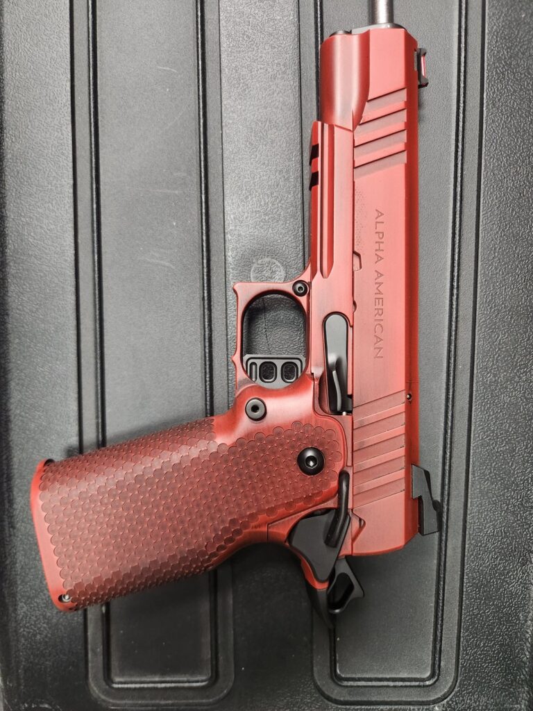 Alpha American AAF-3 Gov Single Shot Pistol – Alpha Stack – Frontline Faded Cerakote – Deadpool Red 25acp 9″ Alpha American AAF-3 Gov Single Shot Pistol – Alpha Stack – Frontline Faded Cerakote – Deadpool Red 25acp 9″