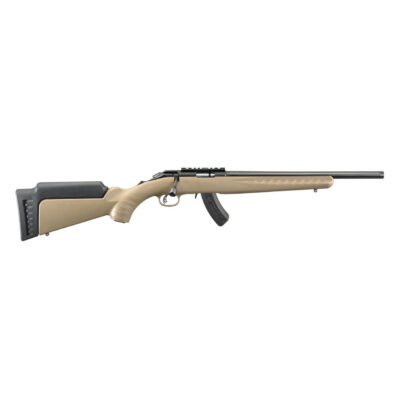 RUGER AMERICAN 22MAG RIFLE 16″ T.B. FDE SYNTHETIC 1-9RD MAG