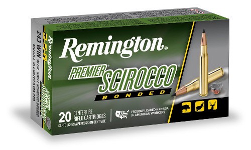 Remington Ammunition 29320 Premier Scirocco Bonded 243Win 90gr Swift Scirocco Bonded 20 Per Box/10 Case
