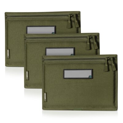Savior Equipment 3-Pack Soft Pistol Rug For Specialist Range Bag w/ 6x Writable ID Patches, Lockable Zipper – OD Green