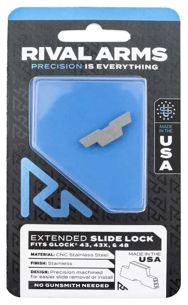 Rival Arms RARA80G003D Slide Lock Extended Polished Stainless for Glock 43/43X/48 Rival Arms RARA80G003D Slide Lock Extended Polished Stainless for Glock 43/43X/48