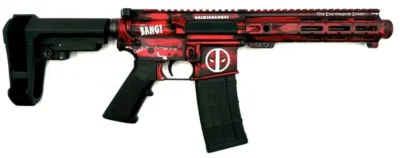 ZEUS ARMS AETHER DEADPOOL 5.56 PISTOL 7.5″ RED/BLK SBA3 BRACE 1-30RD MAG