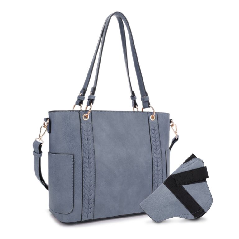 Jessie James Handbags Austin Whipstitching Concealed Carry Lock And Key Tote – Blue Jessie James Handbags Austin Whipstitching Concealed Carry Lock And Key Tote – Blue