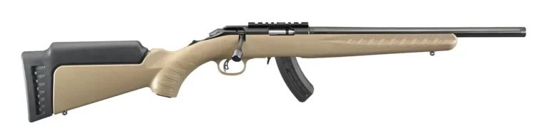 RUGER AMERICAN RIMFIRE 17 HMR 16IN THREADED BARREL 15RD SATIN BLUE/FDE MARKSMAN ADJ TRIGGER NO SIGHTS SCOPE RAIL  WITH STANDARD LENGTH OF PULL MODULE 8371