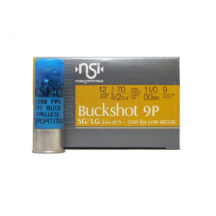 Buckshot Law Enforcement 12 gauge 2 3/4″ 00 Buck 9-pellet 1200fps 10/Rd