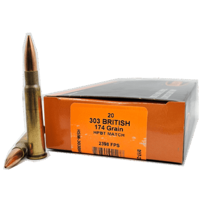 HSM AMMUNITION 303 BRITISH 174GR HPBT MATCH 20RD BOX 20 BOXES PER CASE