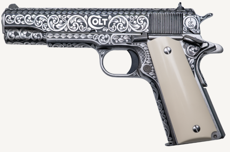 COLT GOVERNMENT 1911 SILVERADO 45ACP PISTOL FULL ENGRAVED/IVORY GRIP 7RD MAGAZINE 1-300 UNITS COLT GOVERNMENT 1911 SILVERADO 45ACP PISTOL FULL ENGRAVED/IVORY GRIP 7RD MAGAZINE 1-300 UNITS
