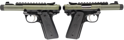 RUGER MARK IV 22/45 22LR PISTOL 4.4″ T.B. BLACK/DESERT NIGHT CAMO 2-10RD MAGS